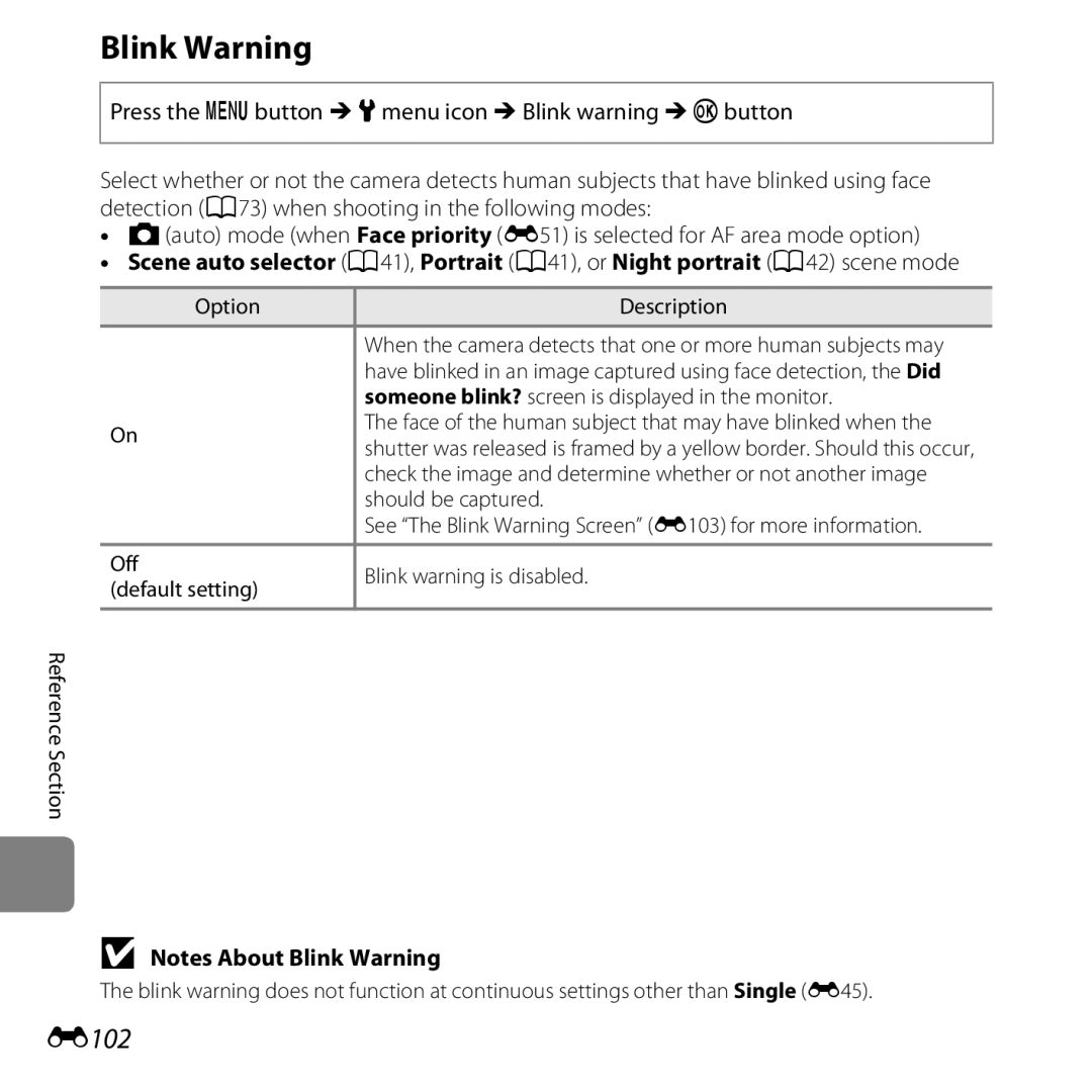 Nikon COOLPIXS6500BLK, COOLPIXS6500SIL, S6500 Black, S6500 Red manual Blink Warning, E102 