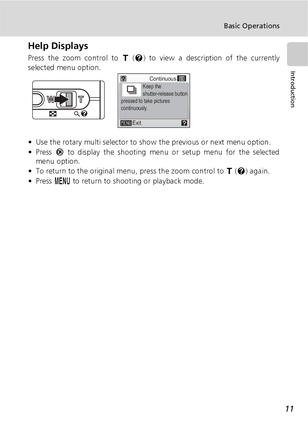 Nikon S7 manual Help Displays 