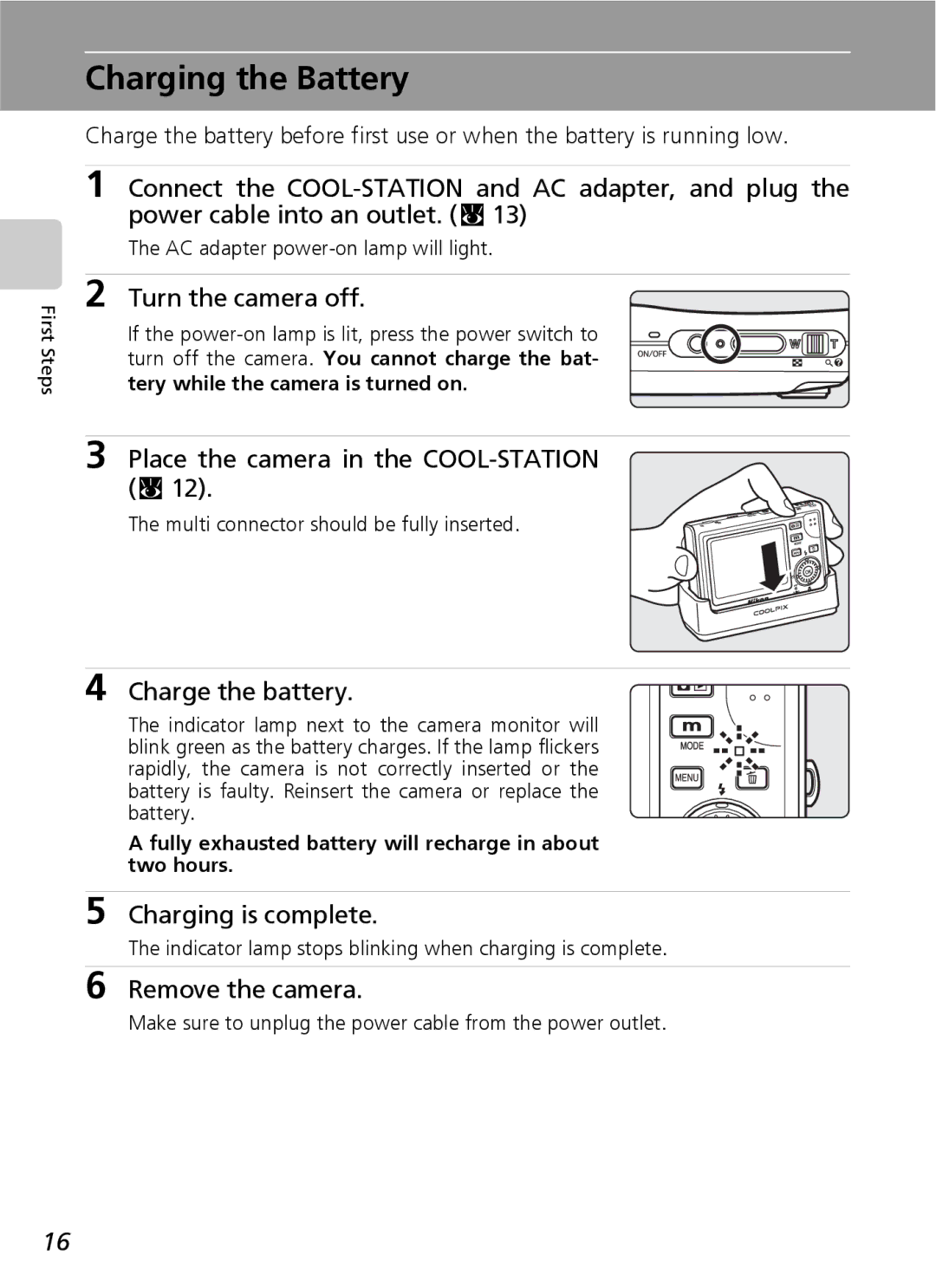 Nikon S7 manual Charging the Battery 