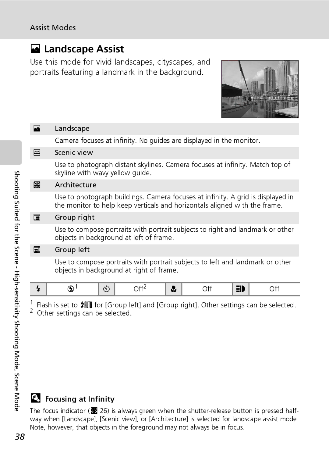 Nikon S7 manual Landscape Assist, Focusing at Infinity 