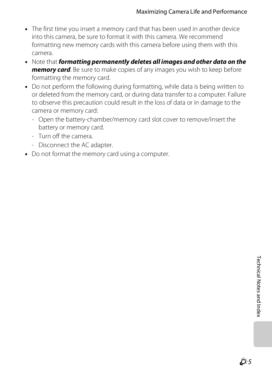 Nikon S800c manual Technical Notes and Index 