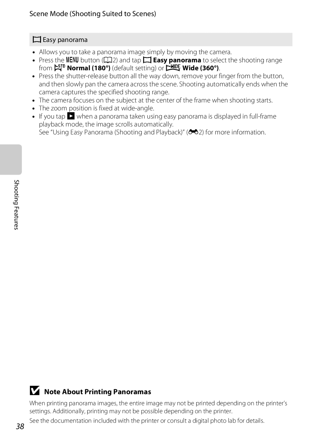 Nikon S800c manual Scene Mode Shooting Suited to Scenes 