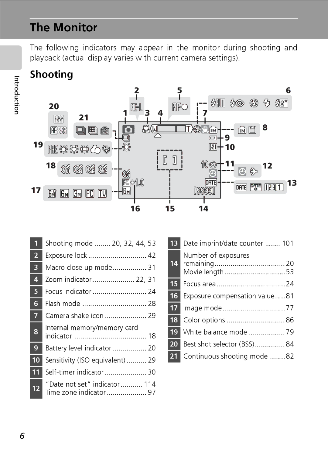 Nikon COOLPIXS9 manual Monitor, Shooting, Internal memory/memory card, Number of exposures 