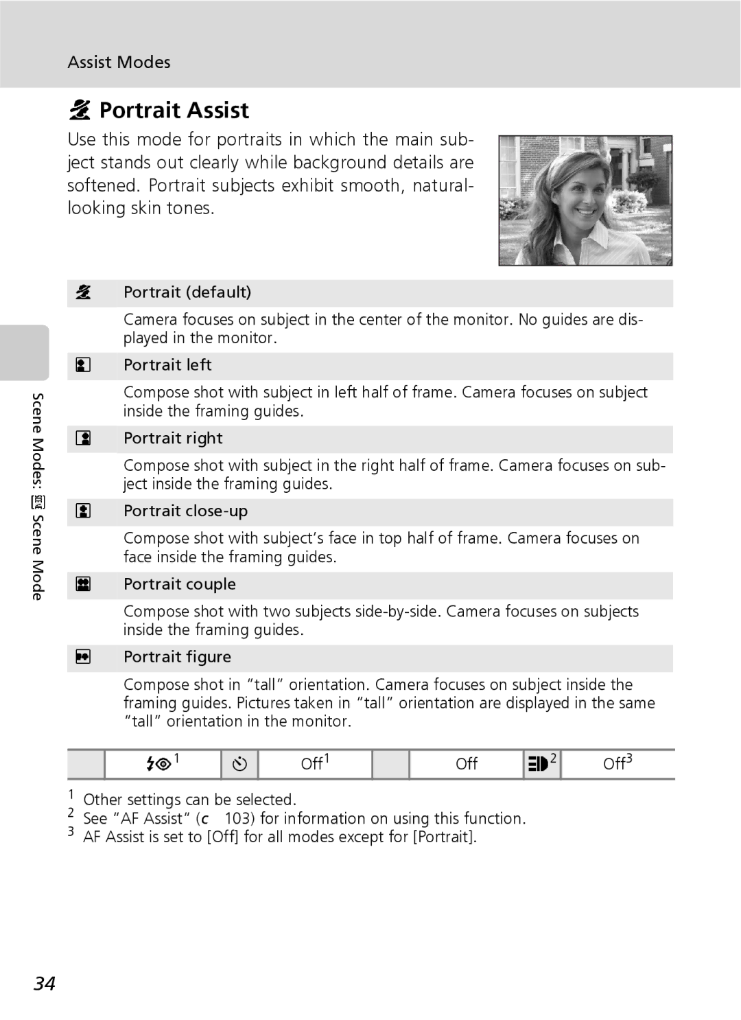 Nikon COOLPIXS9 manual Portrait Assist, Assist Modes 