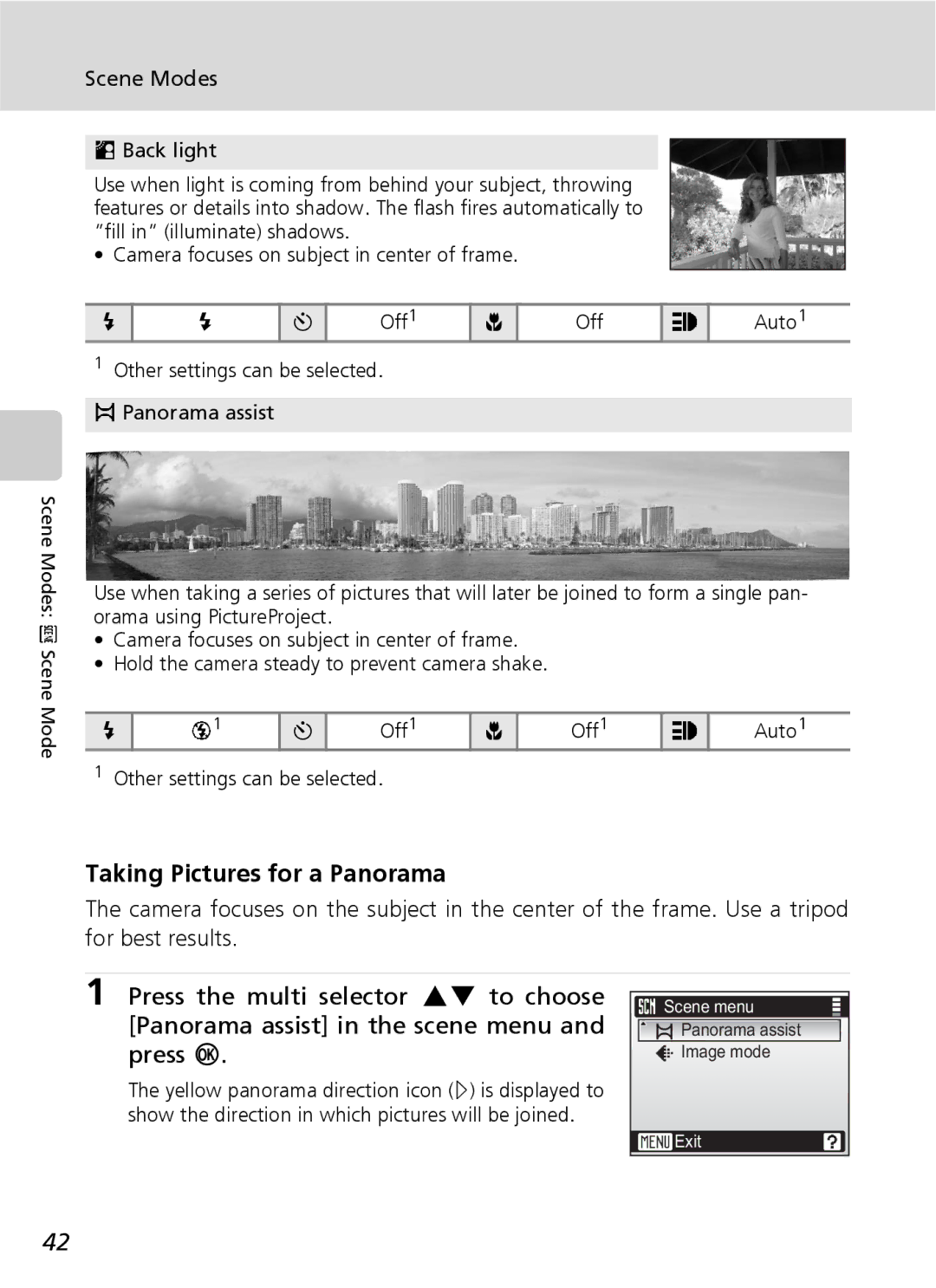 Nikon COOLPIXS9 manual Taking Pictures for a Panorama 