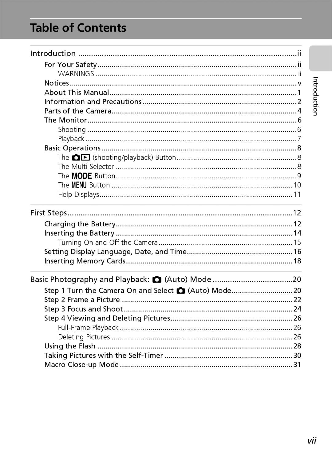 Nikon COOLPIXS9 manual Table of Contents 