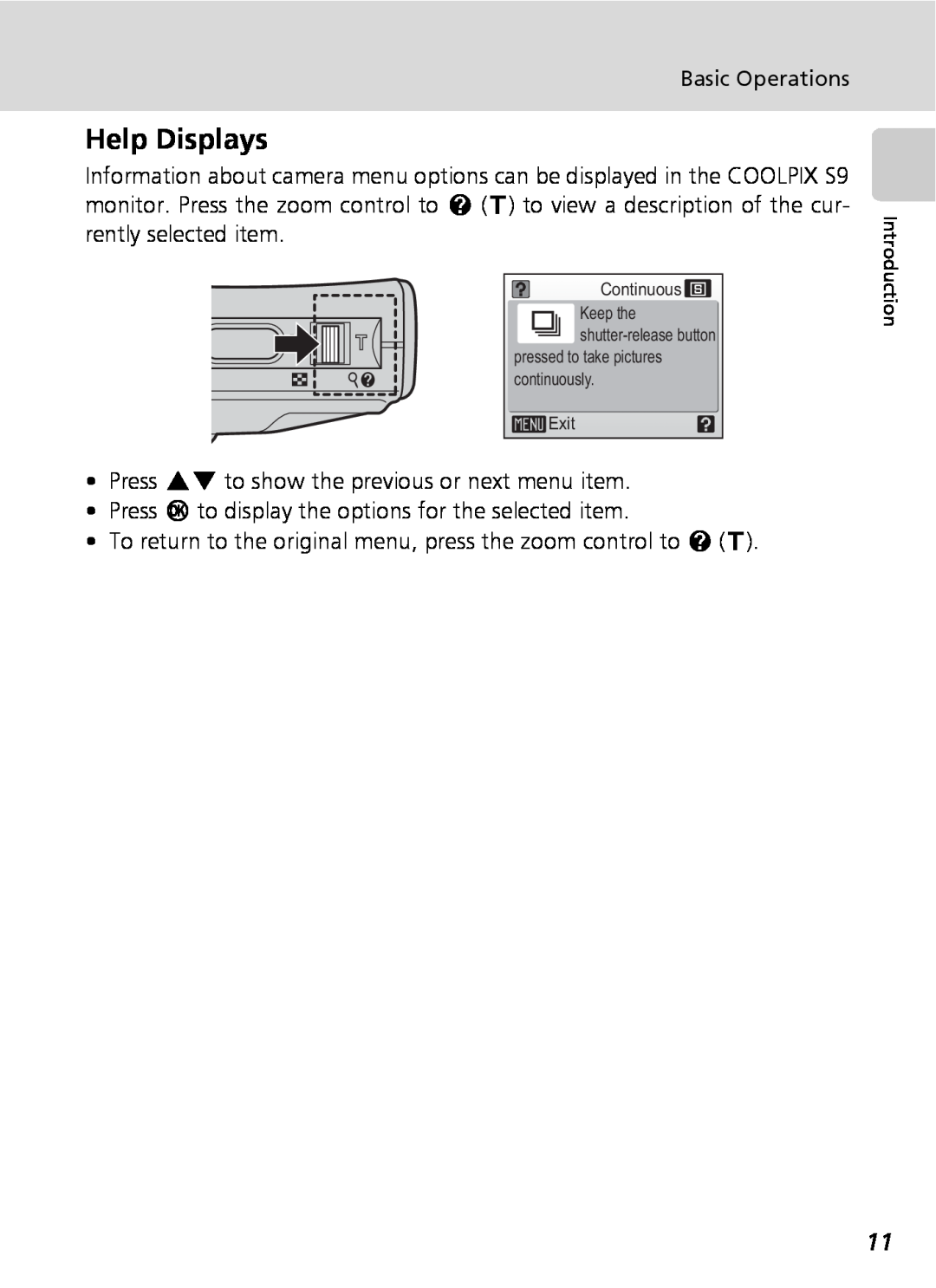 Nikon COOLPIXS9 manual Help Displays 