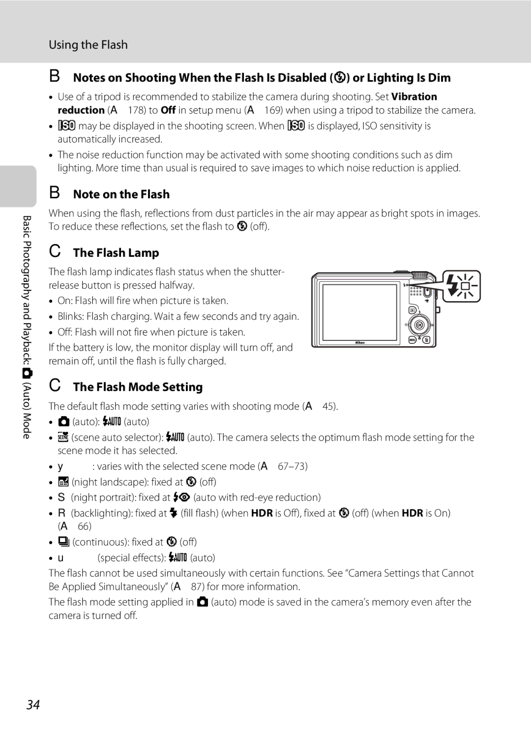 Nikon COOLPIXS9100RED, COOLPIXS9100BLK, CT1A01(11) user manual Flash Lamp, Flash Mode Setting 