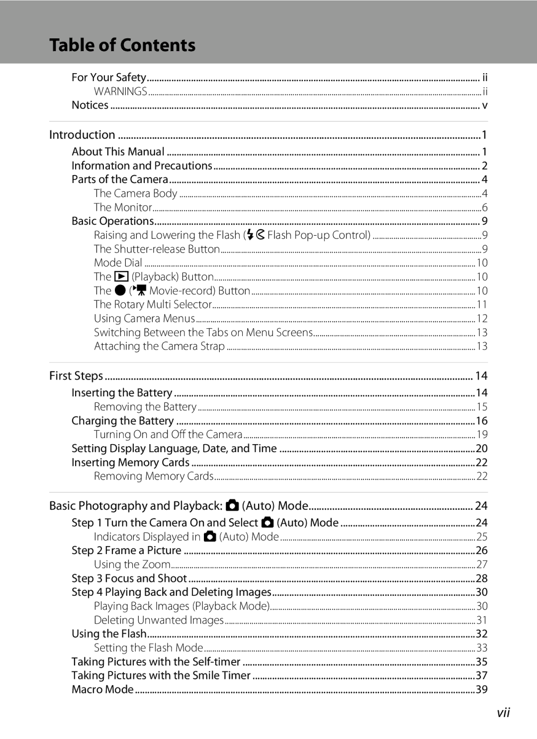 Nikon COOLPIXS9100BLK, COOLPIXS9100RED, CT1A01(11) user manual Table of Contents 