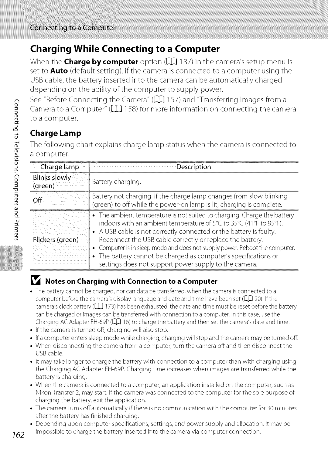 Nikon S9100 user manual Charging While Connecting To a Computer, Charge Lamp 