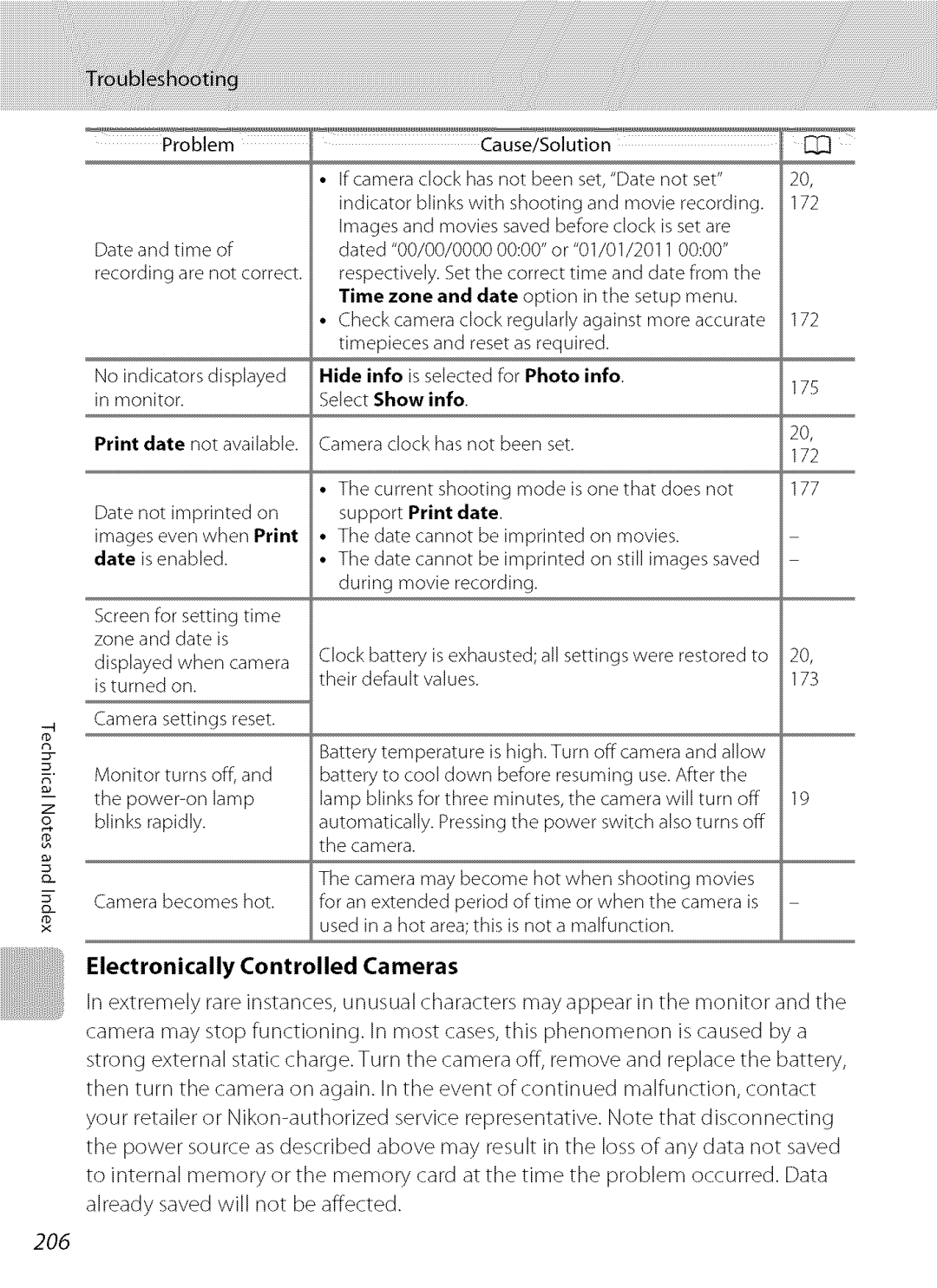 Nikon S9100 user manual Electronically Controlled Cameras, 206, Select Show info 