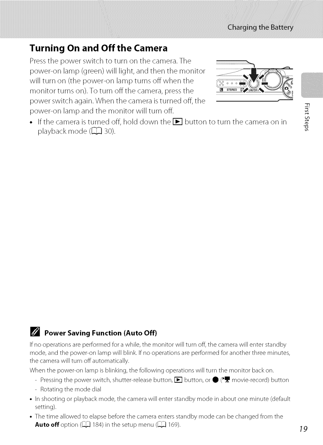 Nikon S9100 user manual Turning On and Off the Camera, Power-on Lamp turns, Again. When 