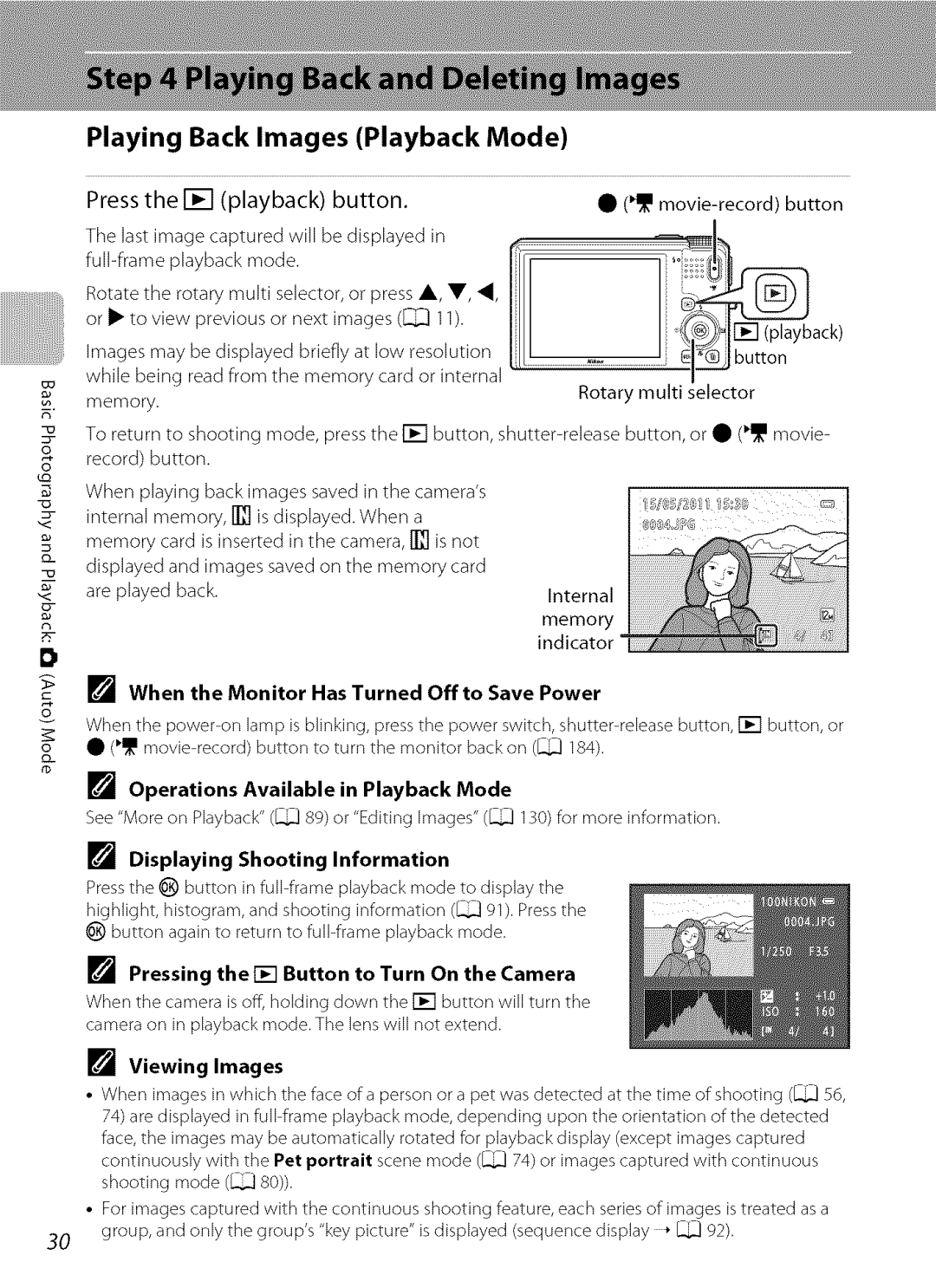 Nikon S9100 user manual Playing Back Images Playback Mode, When the Monitor Has Turned Off to Save Power 
