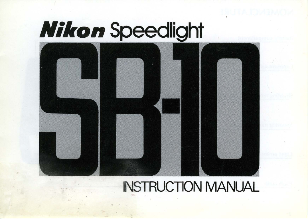 Nikon SB-10 instruction manual Nikon, Instruction Manual 