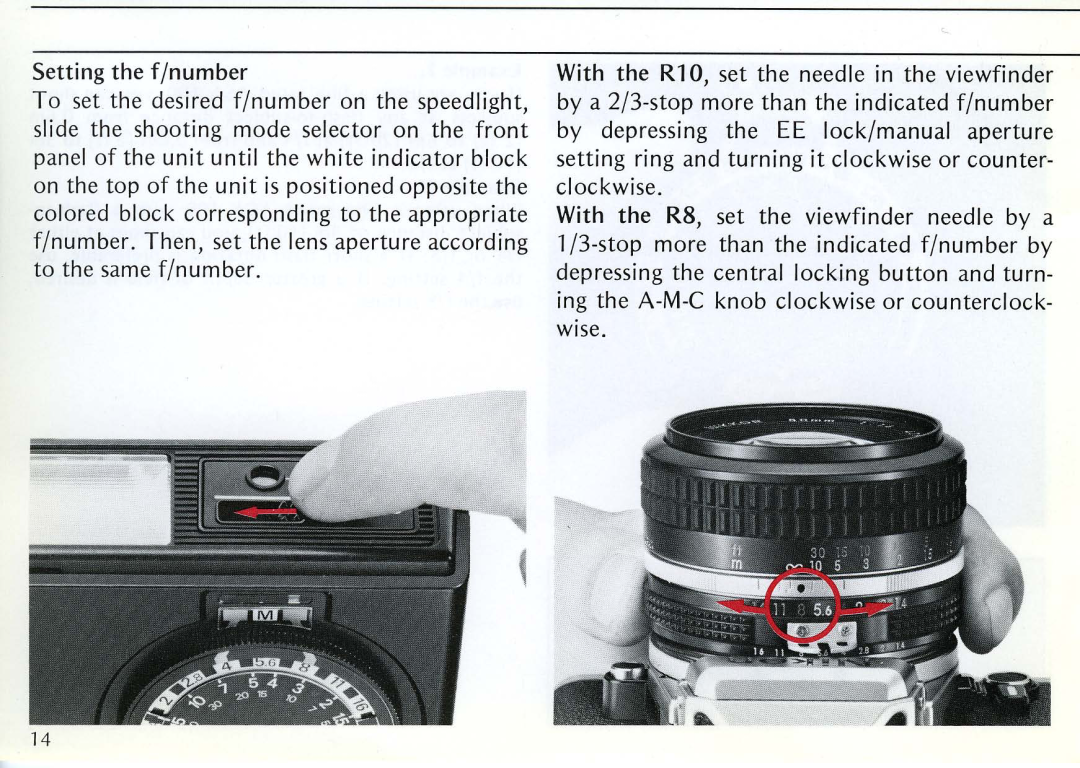 Nikon SB-10 instruction manual Setting the f /number 