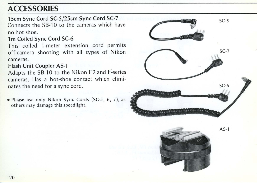 Nikon SB-10 instruction manual Accessories 