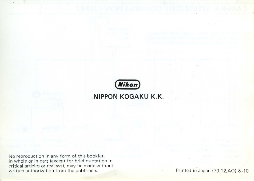 Nikon SB-10 instruction manual Nippon Kogaku K.K, Nikon, No reproduction in any form of this booklet 