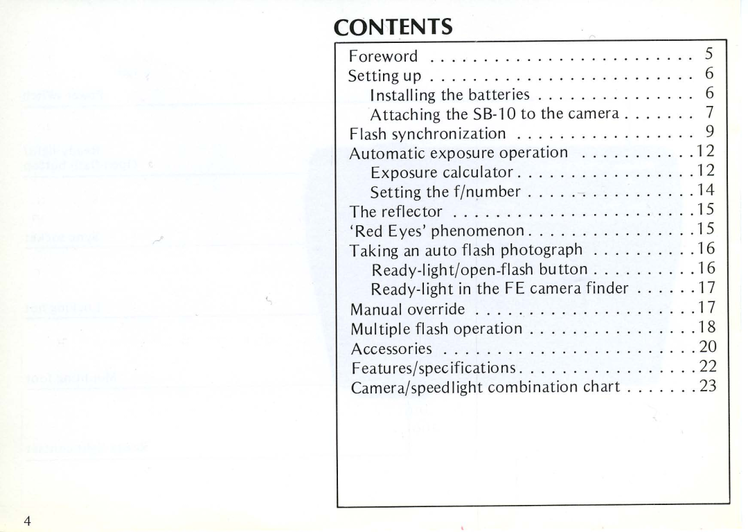 Nikon SB-10 instruction manual Contents 