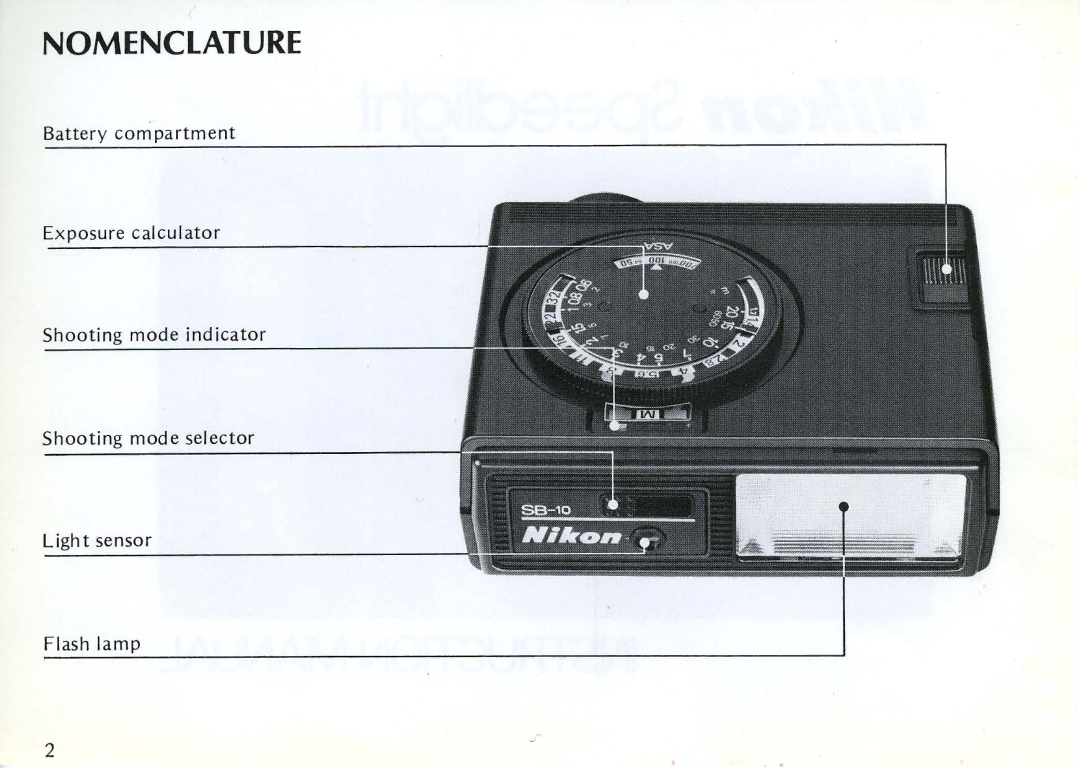 Nikon SB-10 instruction manual Nomenclature 