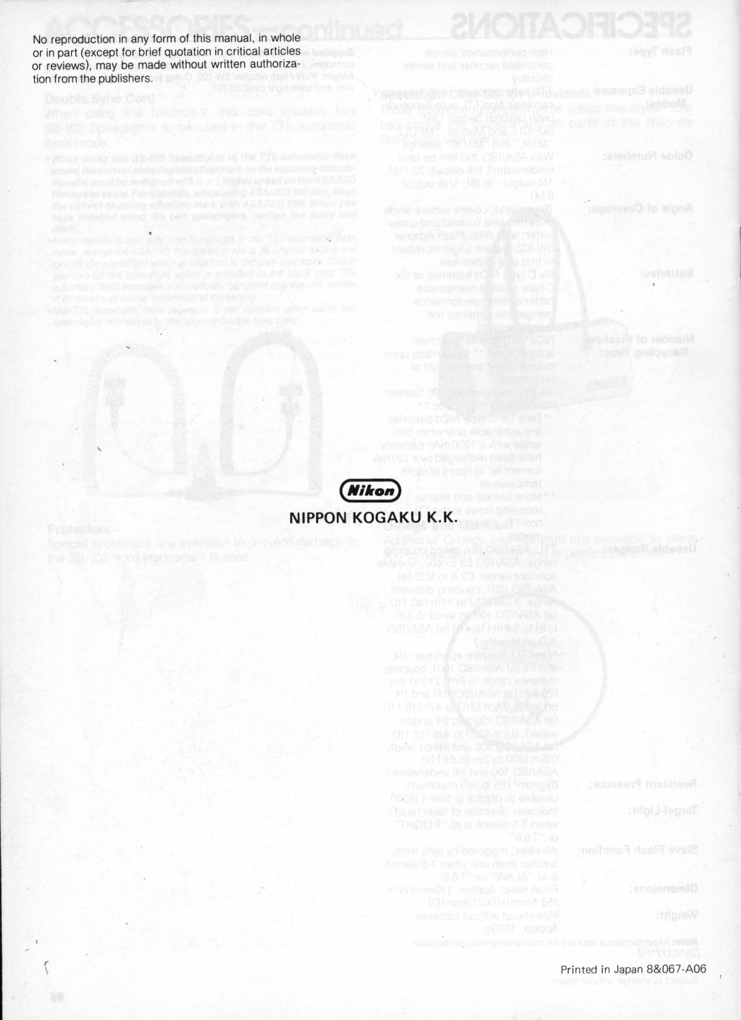 Nikon SB-102 instruction manual Nlro 