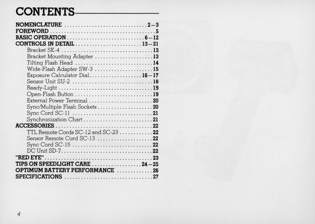 Nikon SB 11 instruction manual Contents 