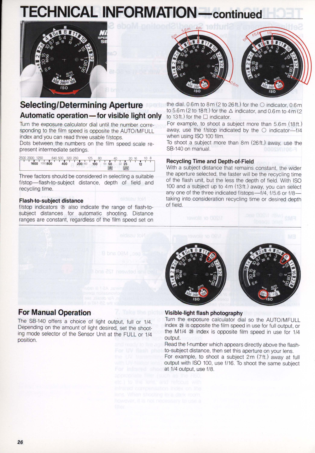 Nikon SB-140 instruction manual Technical Information 