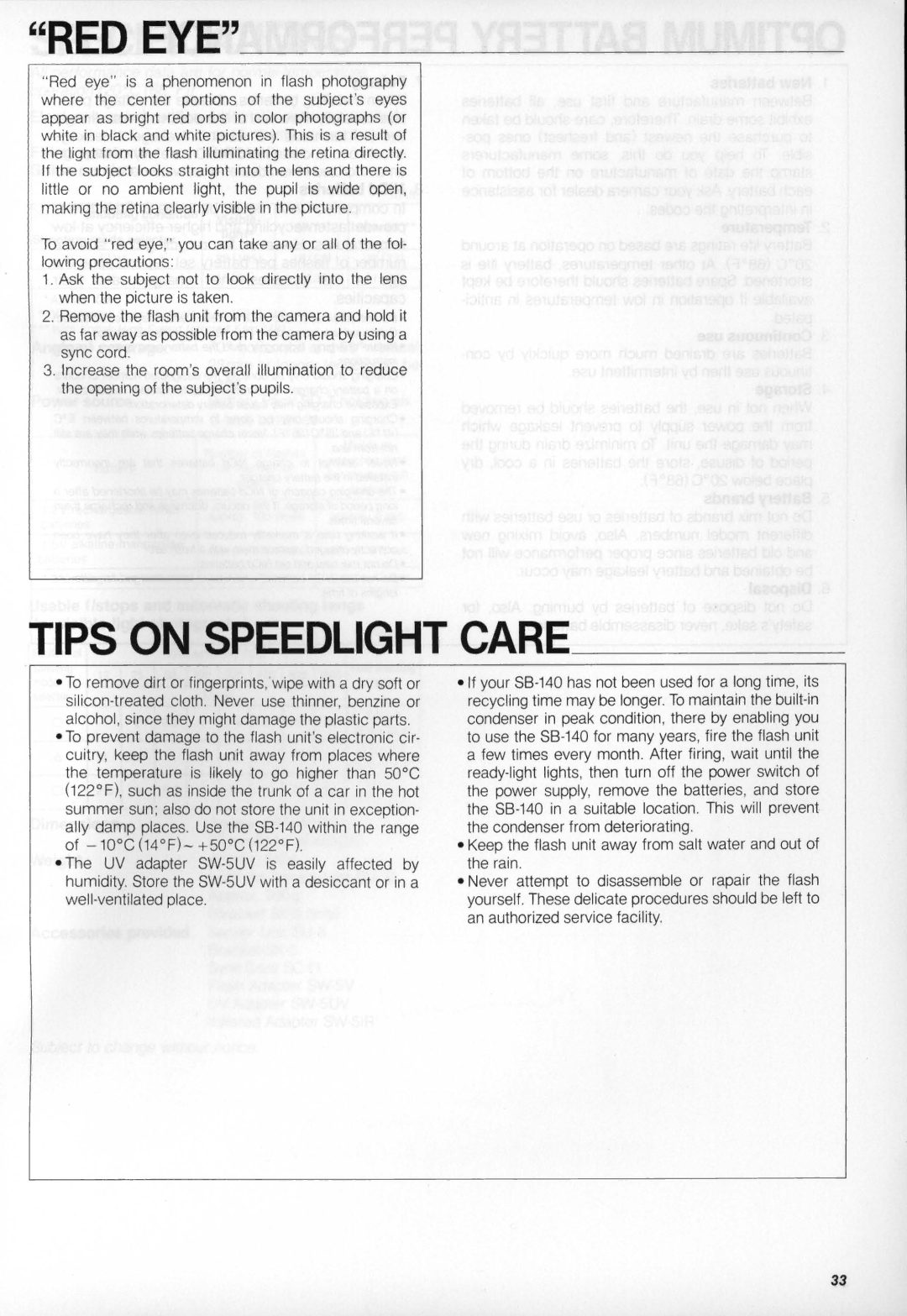 Nikon SB-140 instruction manual Red Eye 