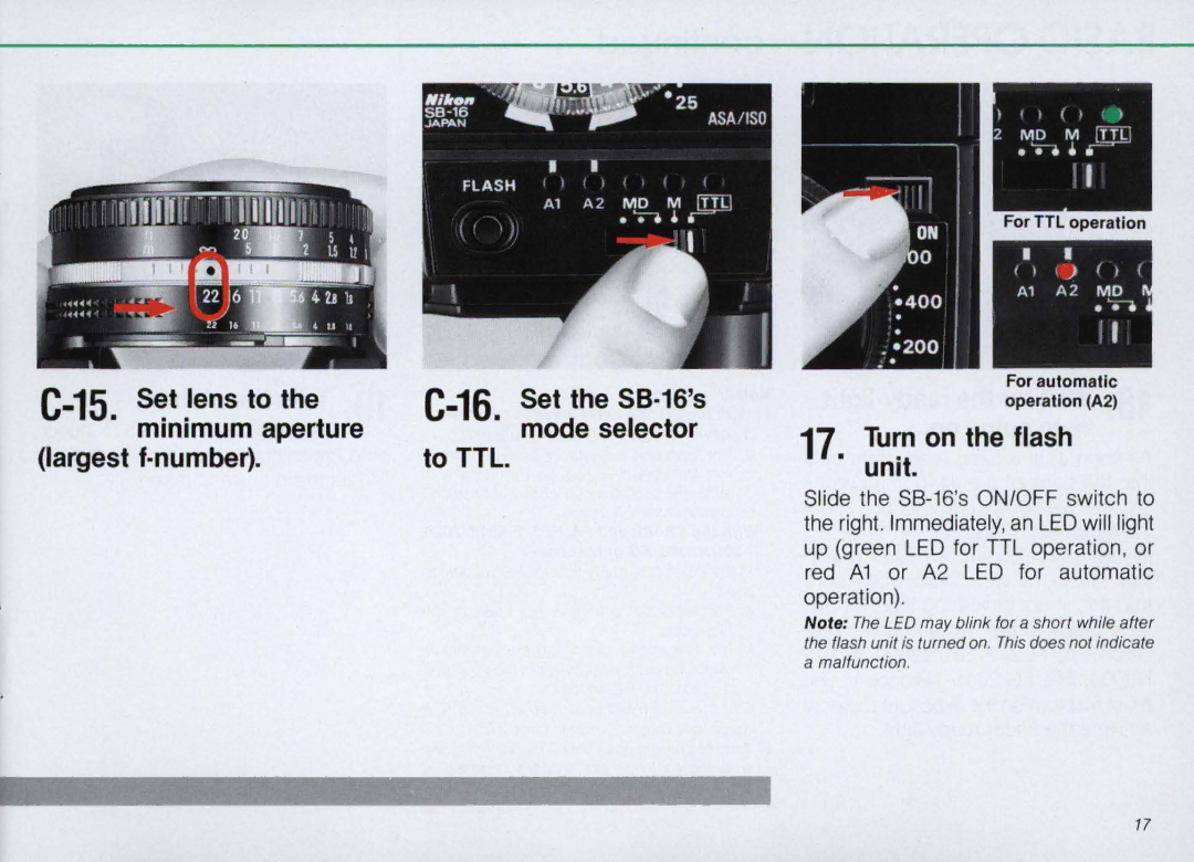 Nikon SB-16 instruction manual 15.S~t ,lens to 