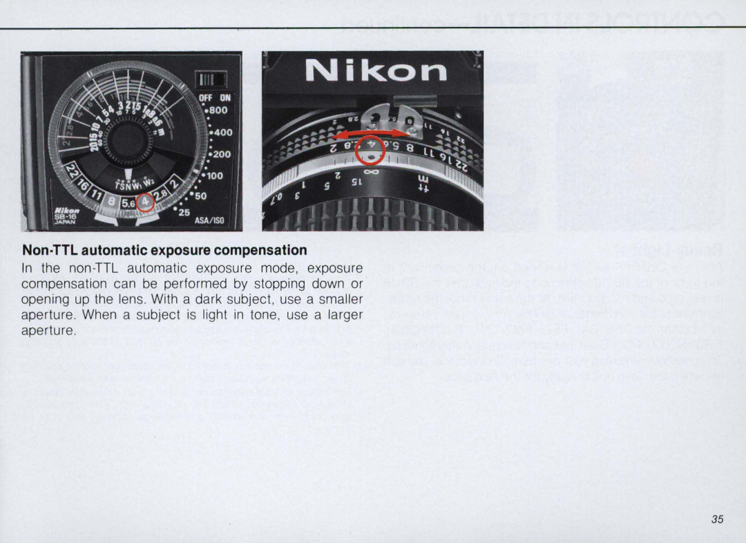 Nikon SB-16 instruction manual Non-TTL automatic exposure compensation 