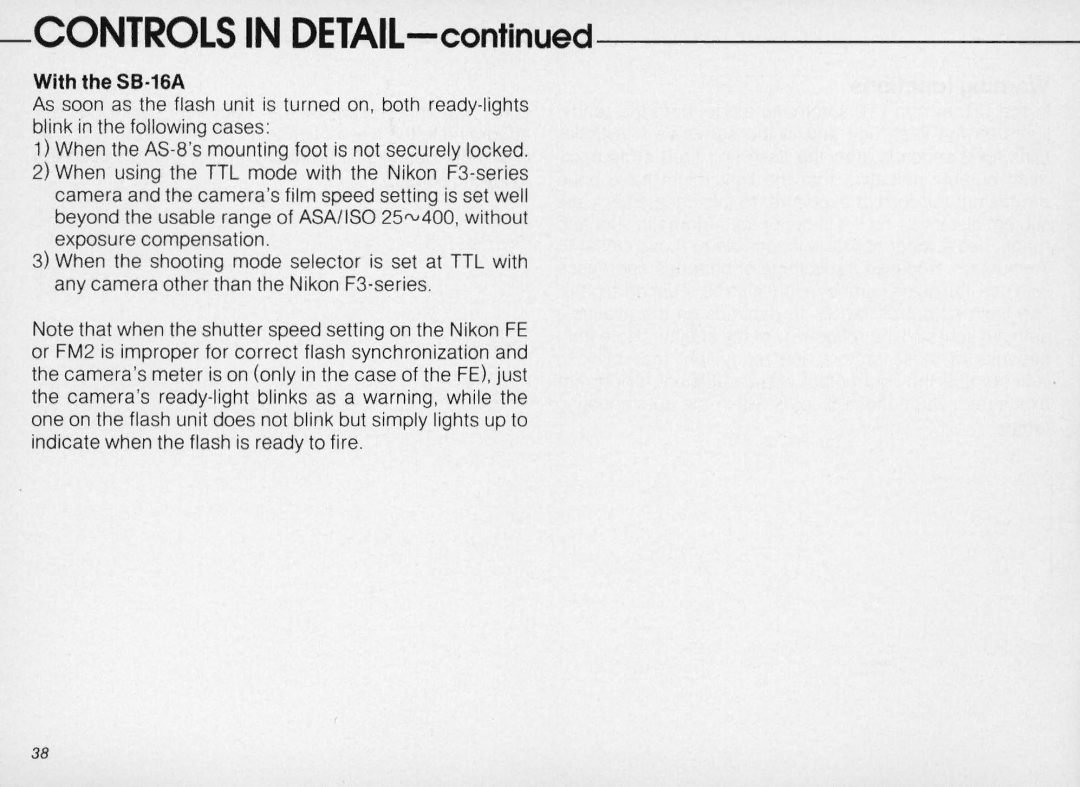 Nikon SB-16 instruction manual With the SB·16A 