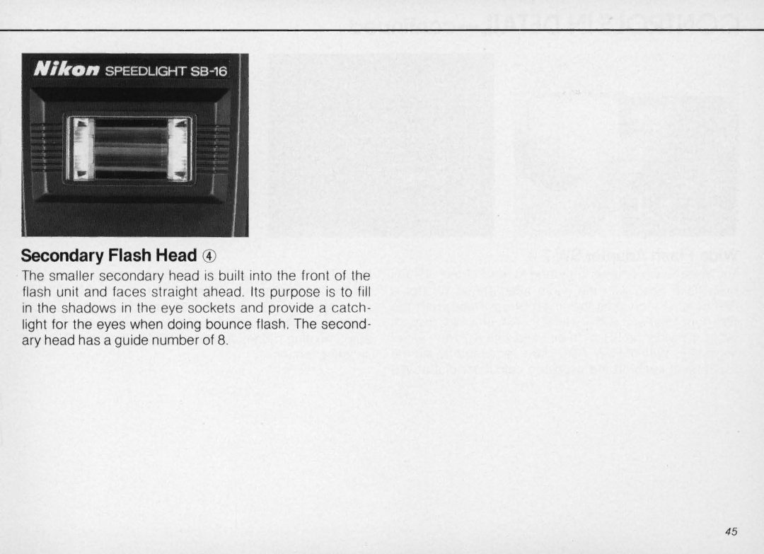 Nikon SB-16 instruction manual Secondary Flash Head 