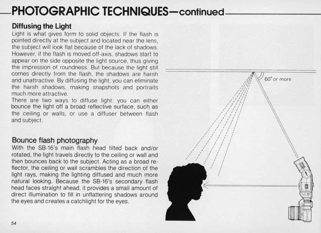 Nikon SB-16 instruction manual Diffusing the Light 