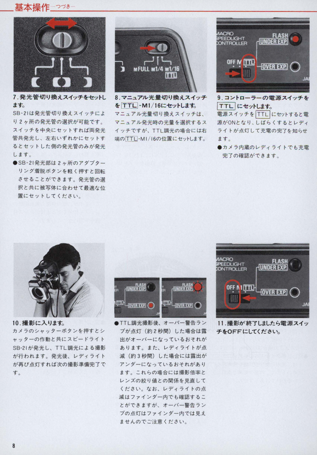 Nikon SB-21 instruction manual Ll.l on / t.. IJ . L- Ii ~ , / v T l, ~2~~0R*~0~ft~~.~~ 