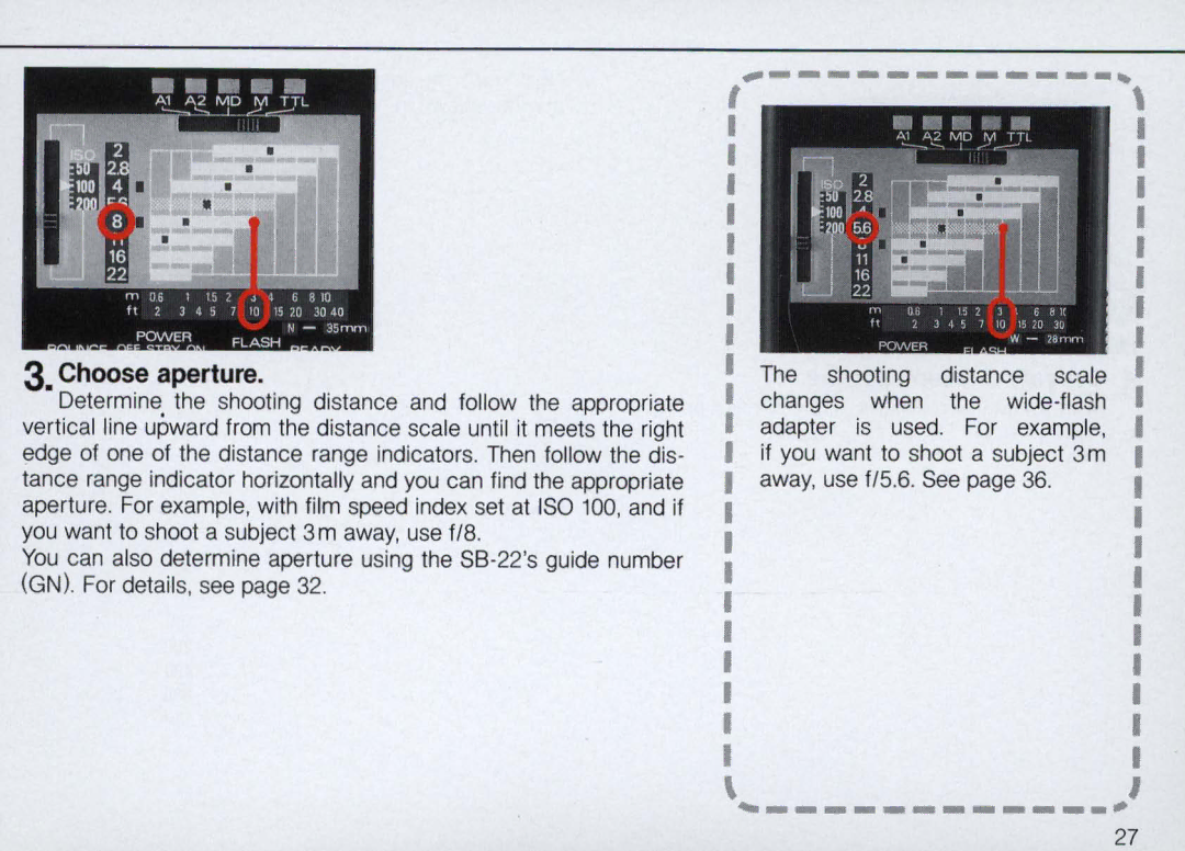 Nikon SB-22 instruction manual Choose aperture 