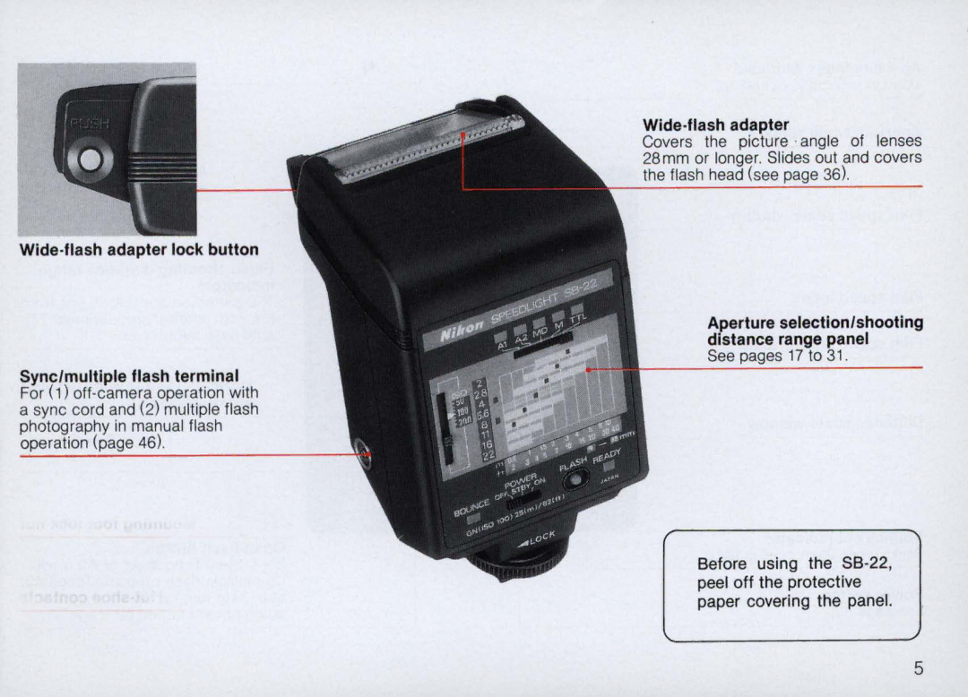 Nikon SB-22 instruction manual Sync/multiple flash terminal 