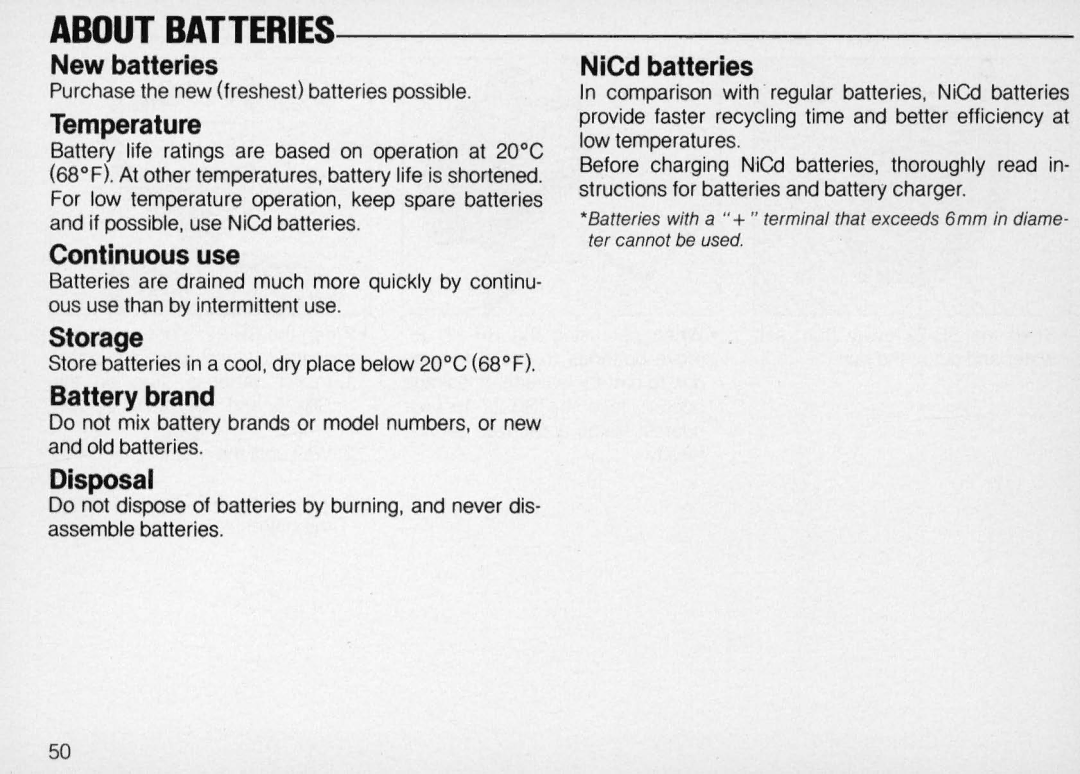 Nikon SB-22 instruction manual About Batteries 