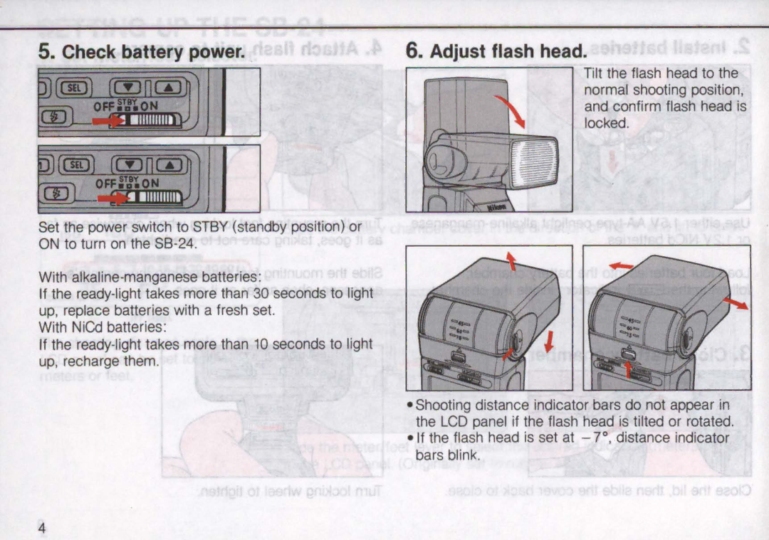 Nikon SB-24 instruction manual Check battery power 