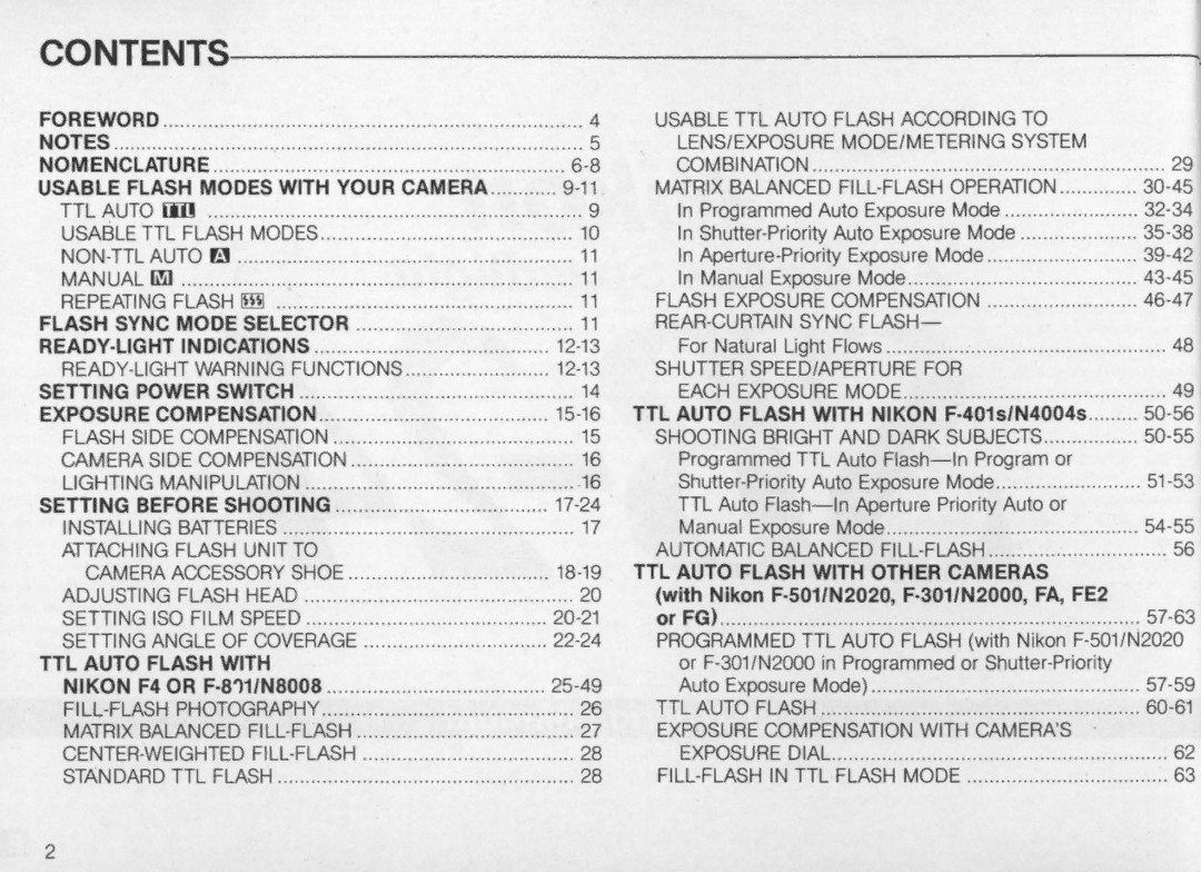 Nikon SB-24 instruction manual Contents------------------------------------~ 