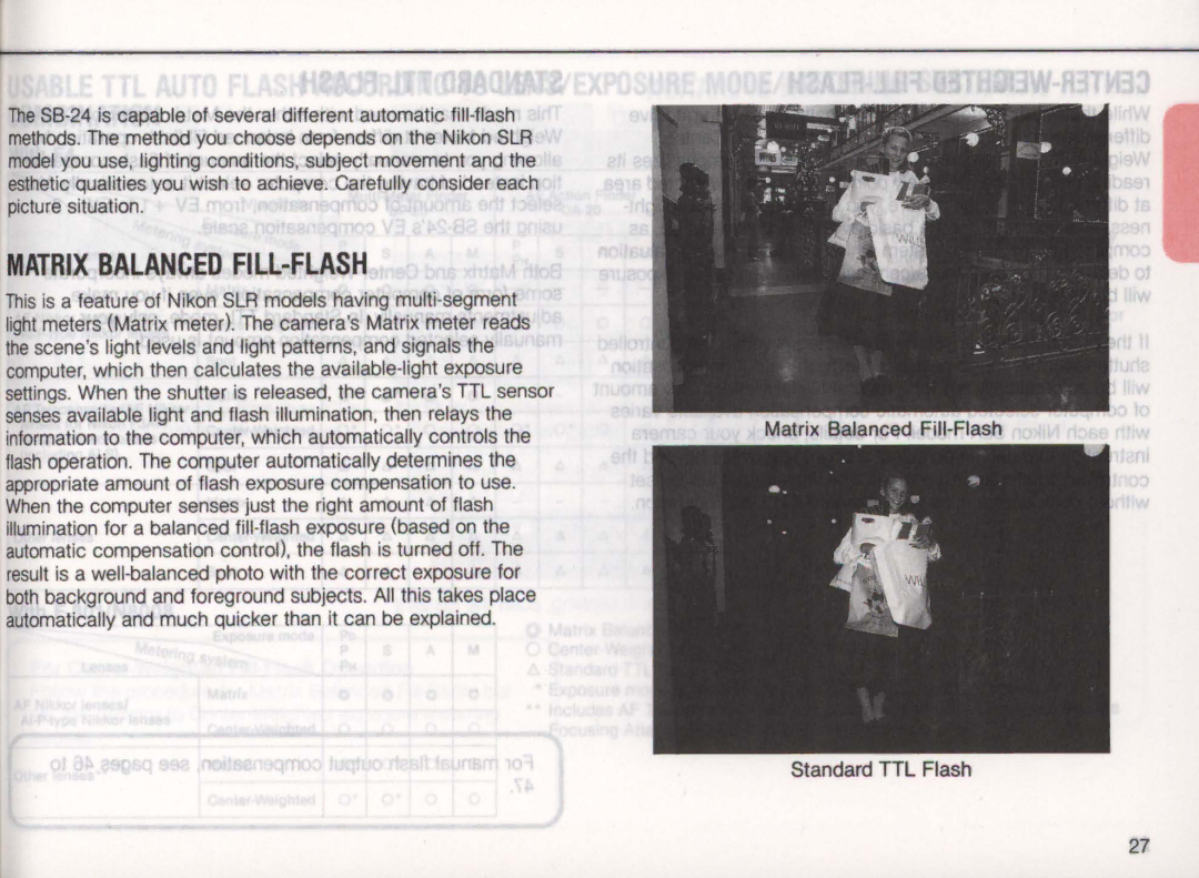 Nikon SB-24 instruction manual Matrix Balanced FILL-FLASH 