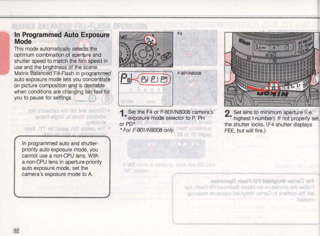 Nikon SB-24 instruction manual Programmed Auto Exposure Mode 