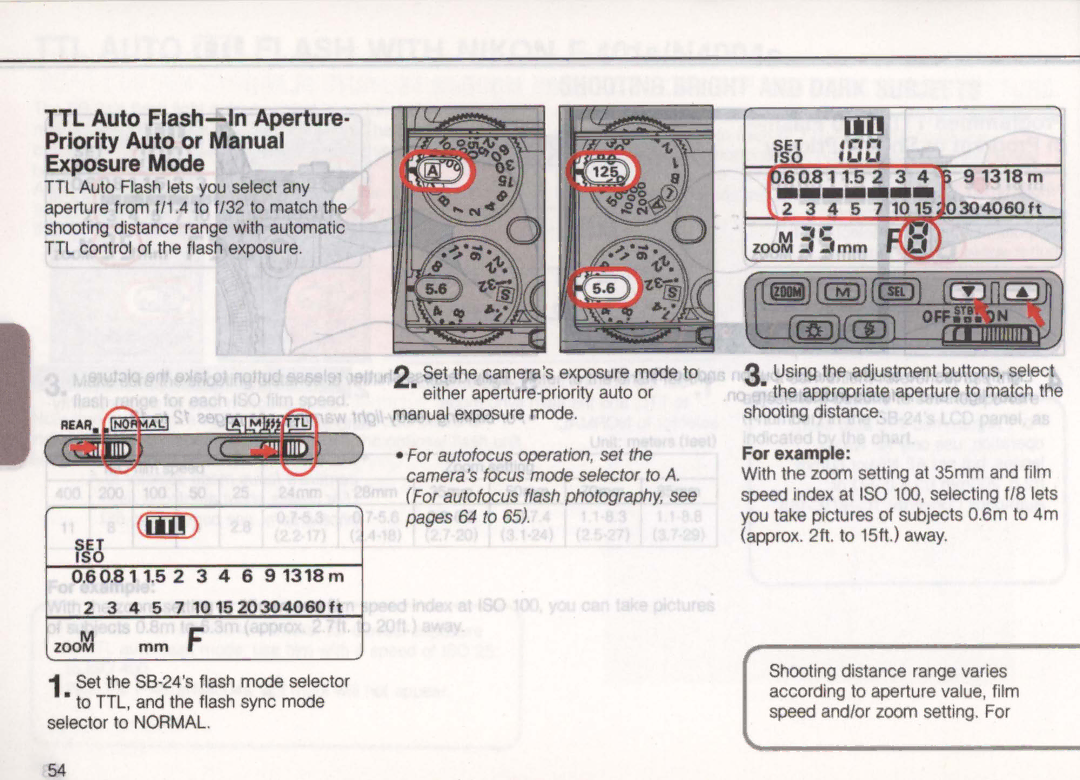 Nikon SB-24 instruction manual Did, 0.8 1 1.5 2 3 4 6 91318m 4 5 7 1015 20304060ft 