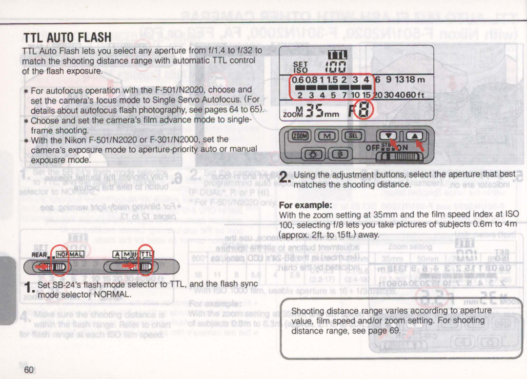 Nikon SB-24 instruction manual TTL Auto Flash, For example 