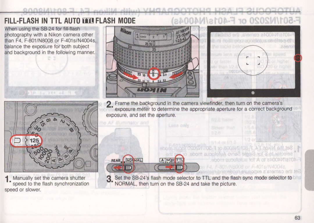 Nikon SB-24 instruction manual FILL-FLASH in TTL Auto iIll Flash Mode 