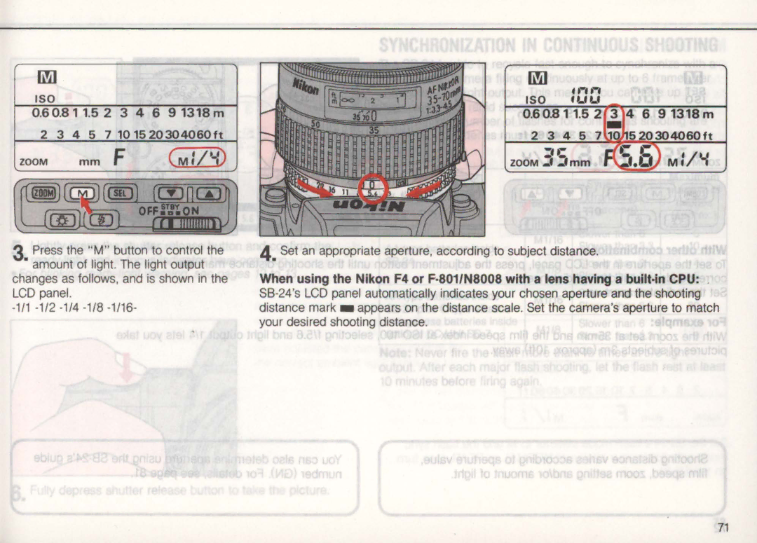 Nikon SB-24 instruction manual Zoom mm F MIII-D, 60.8 1 1.5 2 3 4 6 9 1318 m 