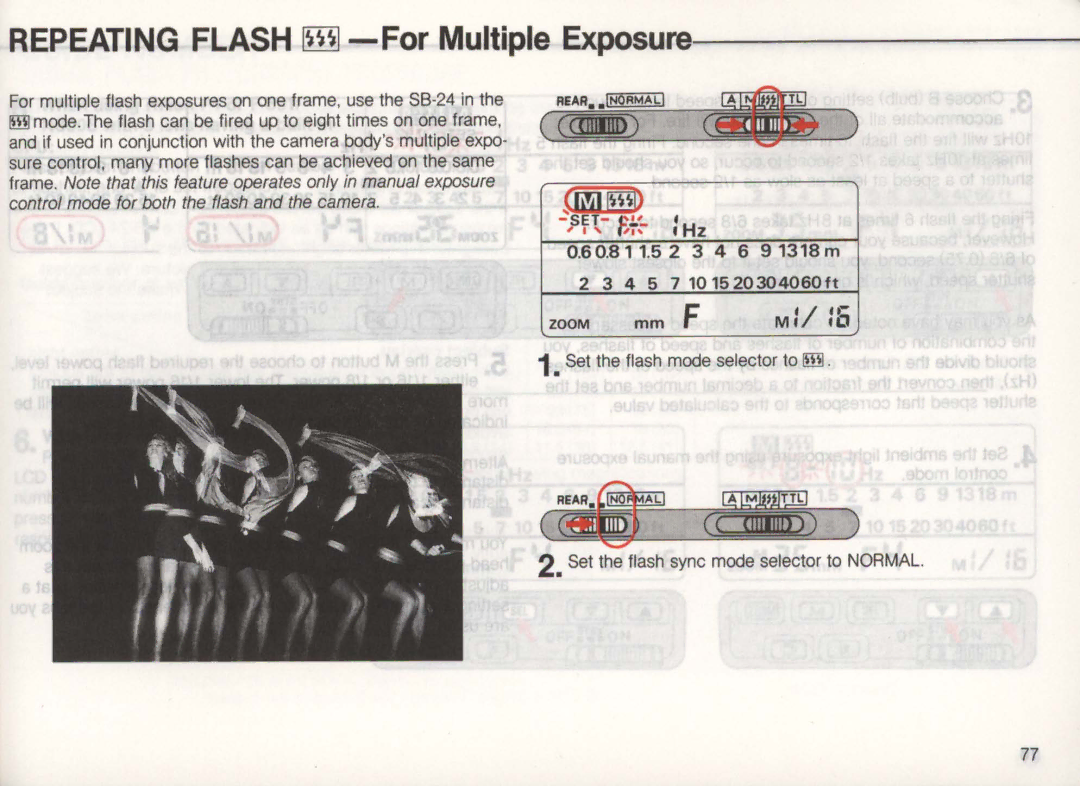 Nikon SB-24 instruction manual 91318 m, For multiple flash exposures on one frame, use the S8-24, 7101520304060ft 