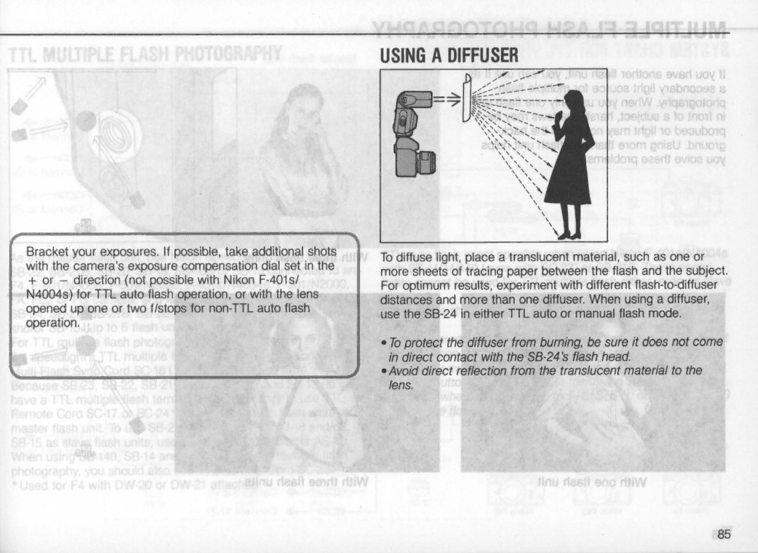 Nikon SB-24 instruction manual Using a Diffuser 