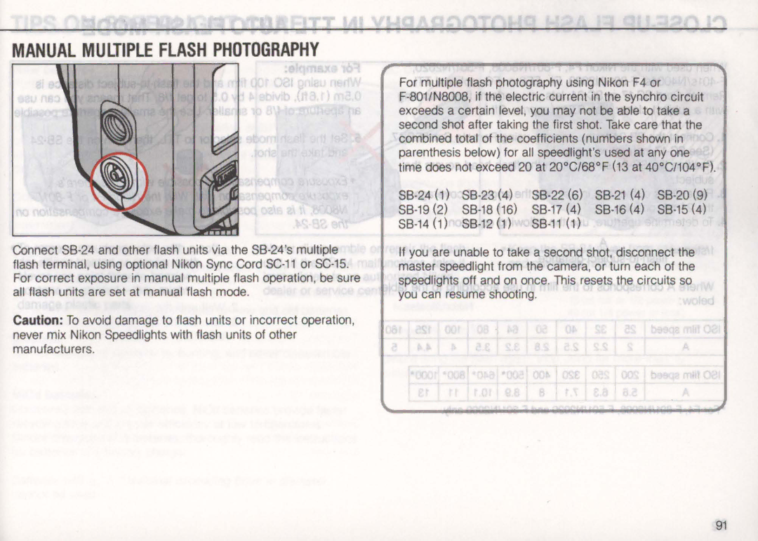 Nikon SB-24 instruction manual Manual Multiple Flash Photography 