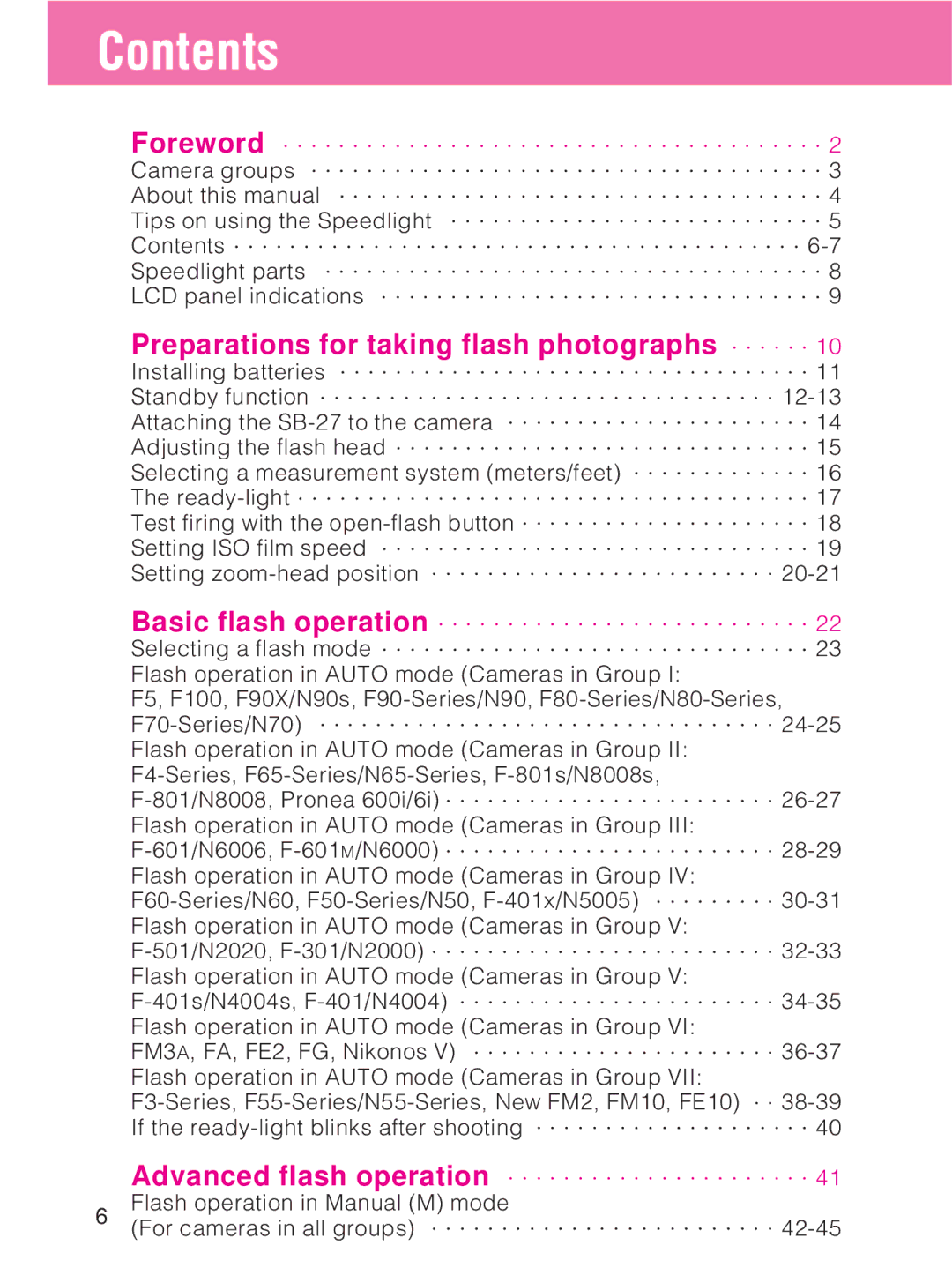 Nikon SB-27 instruction manual Contents 