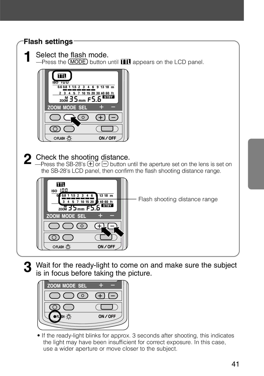 Nikon SB-28 instruction manual Flash settings 