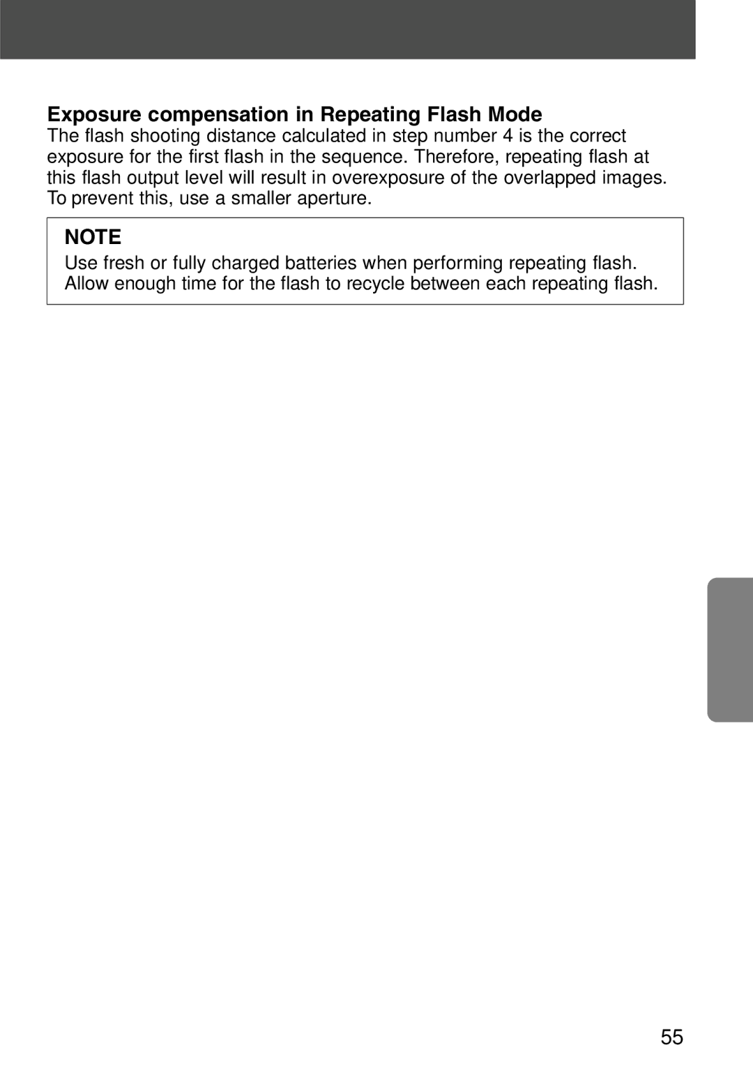 Nikon SB-28 instruction manual Exposure compensation in Repeating Flash Mode 